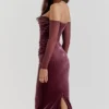 Abito midi senza spalline Leora Mulberry