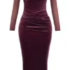 Abito midi senza spalline Leora Mulberry
