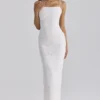 Abito midi Serenella in pizzo broderie anglaise bianco