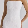 Abito midi Serenella in pizzo broderie anglaise bianco