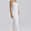 Abito midi Serenella in pizzo broderie anglaise bianco