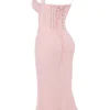 Abito midi Syrah con dorso in pizzo color pesca chiaro