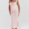 Abito midi Syrah con dorso in pizzo color pesca chiaro