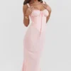 Abito midi Syrah con dorso in pizzo color pesca chiaro