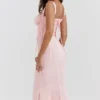 Abito midi Syrah con dorso in pizzo color pesca chiaro