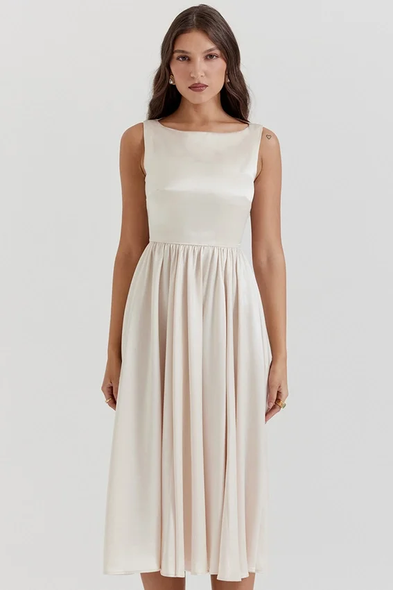 Abito midi vintage color crema “Shayla”