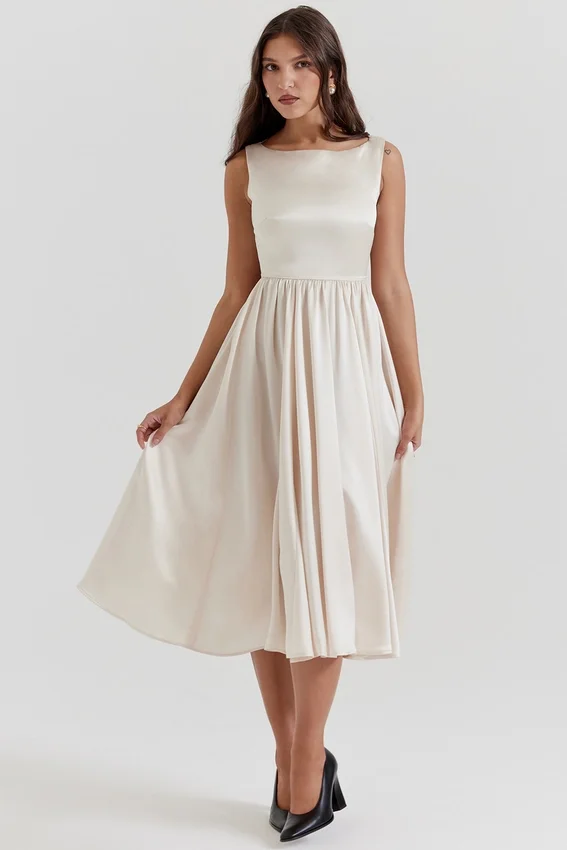 Abito midi vintage color crema “Shayla”