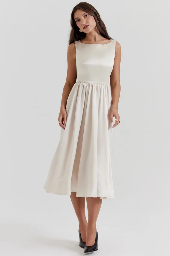Abito midi vintage color crema “Shayla”