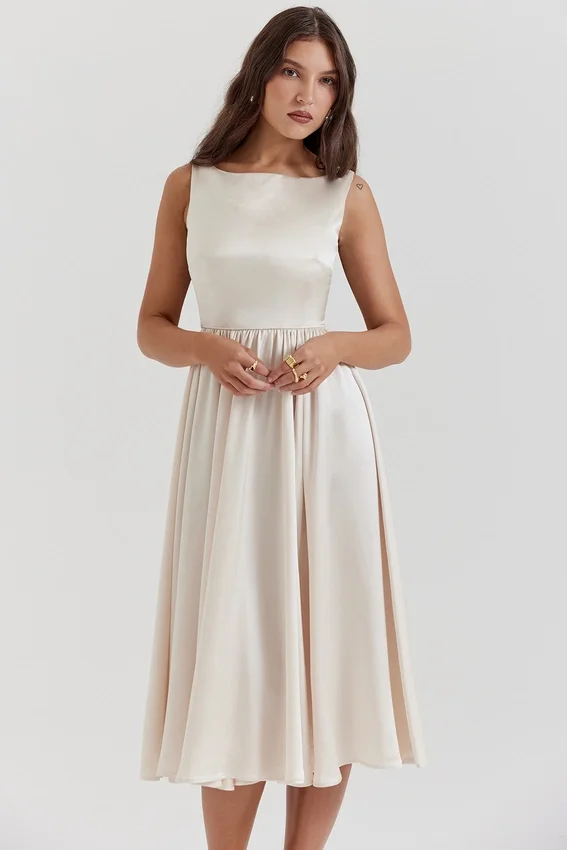 Abito midi vintage color crema “Shayla”