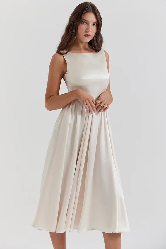 Abito midi vintage color crema “Shayla”