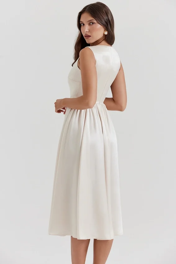 Abito midi vintage color crema “Shayla”