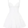 Abito mini a corsetto Brigitte in cotone bianco con ricamo inglese