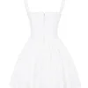 Abito mini a corsetto Brigitte in cotone bianco con ricamo inglese
