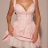 Abito mini a corsetto Brigitte Strawberry Shortcake Gingham