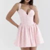 Abito mini a corsetto Brigitte Strawberry Shortcake Gingham