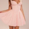 Abito mini a corsetto Brigitte Strawberry Shortcake Gingham