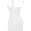 Abito mini a corsetto con ruches Lucinda White