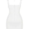 Abito mini a corsetto con ruches Lucinda White
