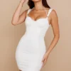 Abito mini a corsetto con ruches Lucinda White