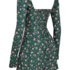 Abito mini a corsetto con stampa floreale verde Malika