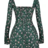 Abito mini a corsetto con stampa floreale verde Malika