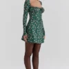 Abito mini a corsetto con stampa floreale verde Malika