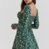 Abito mini a corsetto con stampa floreale verde Malika