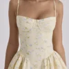 Abito mini a corsetto in cotone con stampa floreale Samaria Lemon