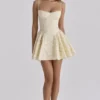 Abito mini a corsetto in cotone con stampa floreale Samaria Lemon