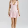 Abito mini a corsetto in raso rosa Samida