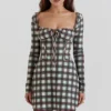 Abito mini a corsetto in tartan rosso Malika