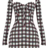 Abito mini a corsetto in tartan rosso Malika