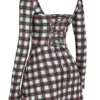 Abito mini a corsetto in tartan rosso Malika