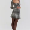 Abito mini a corsetto in tartan rosso Malika