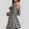 Abito mini a corsetto in tartan rosso Malika