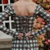Abito mini a corsetto in tartan rosso Malika