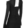 Abito mini a corsetto in vera seta nera Gianna