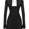 Abito mini a corsetto in vera seta nera Gianna