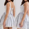 Abito mini a righe blu con pieghe Liesl