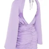 Abito mini avvolgente in raso Kate Orchid