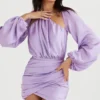 Abito mini avvolgente in raso Kate Orchid