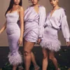 Abito mini avvolgente in raso Kate Orchid