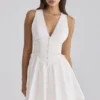 Abito mini bianco in pizzo di cotone Rosalina