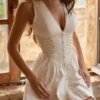 Abito mini bianco in pizzo di cotone Rosalina