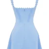 Abito mini blu Tilly con pieghe