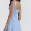 Abito mini blu Tilly con pieghe