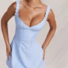 Abito mini blu Tilly con pieghe