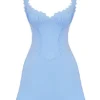 Abito mini blu Tilly con pieghe