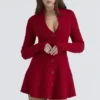 Abito mini Cardigan Aubrey in pura lana vergine rossa