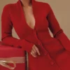 Abito mini Cardigan Aubrey in pura lana vergine rossa